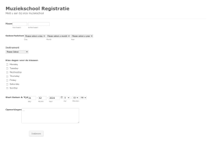 Muziekschool Registratieformulier