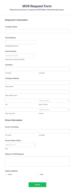 MVR Request Form Template