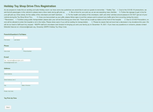 MWPH Holiday Toy Shop Drive Thru Registration