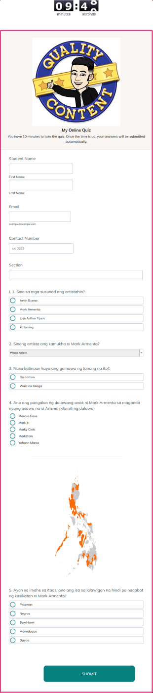 My Online Quiz Form Template