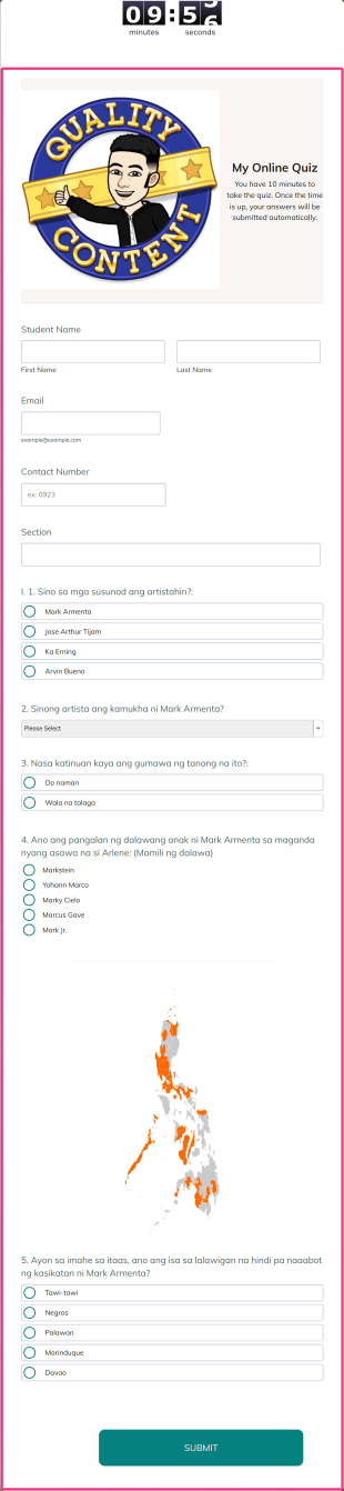 My Online Quiz Form Template