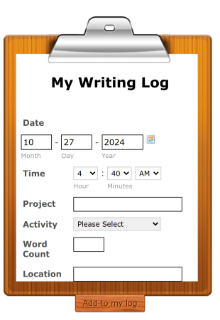 My Writing Log: Track Your Writing Form Template