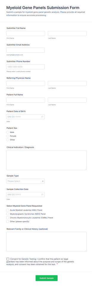 Myeloid Gene Panels Submission Form Template