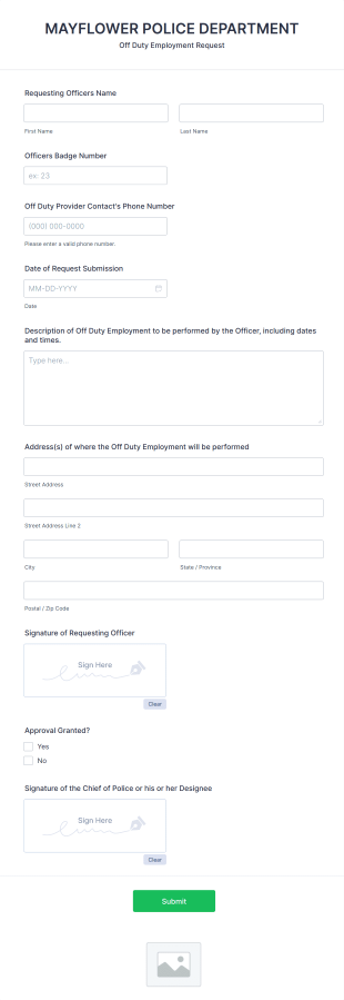 Police Off Duty Employment Request Form Template