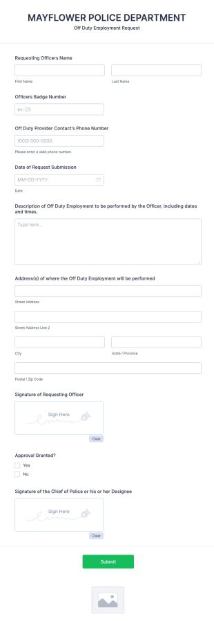 Police Off Duty Employment Request Form Template