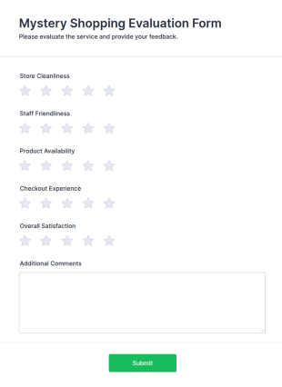 Mystery Shopping Evaluation Form Template