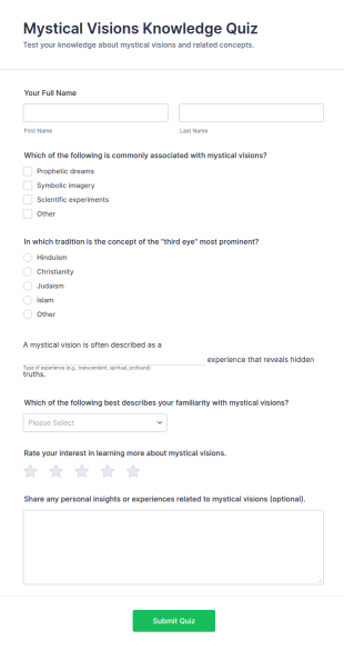 Mystical Visions Knowledge Quiz Form Template