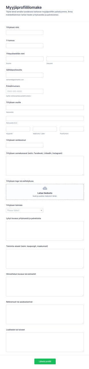 Myyjän Profiilin Lomake