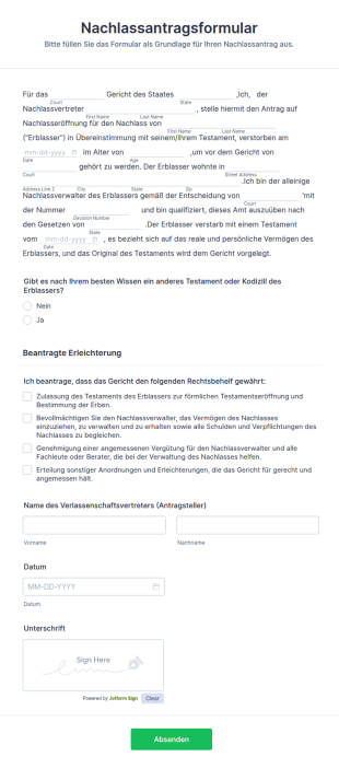 Nachlassantragsformular
