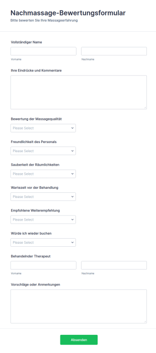 Nachmassage Bewertungsformular