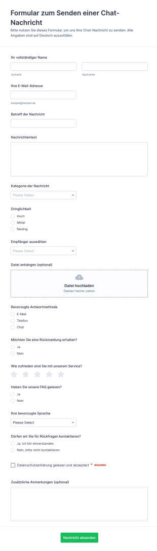 Nachricht Senden Form