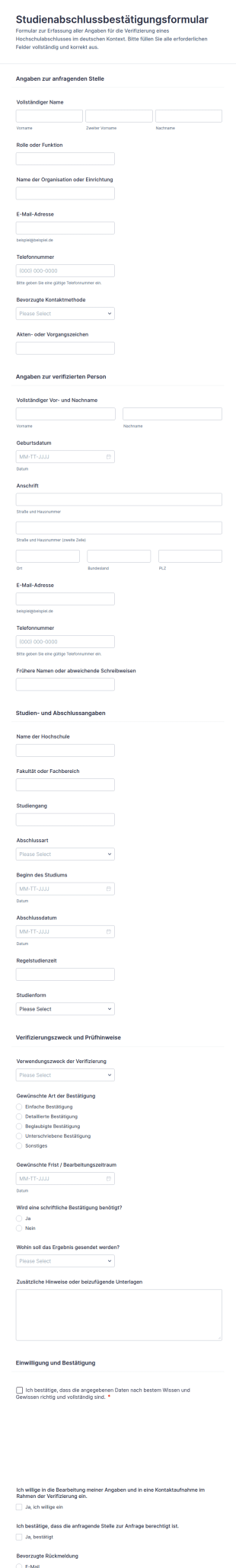 Nachweis Des Studienabschlusses Fragebogen 📄🎓