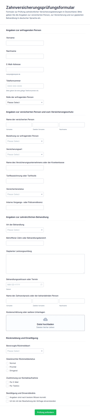 Nachweis Zur Zahnärztlichen Krankenversicherung