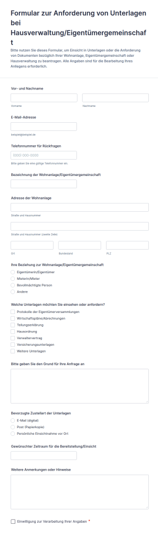 Nachweisersuchformular Für Eigentümergemeinschaften