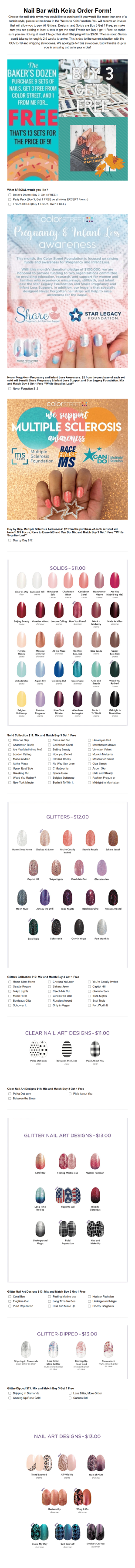 Nail Bar With Keira Ordering Form! Form Template