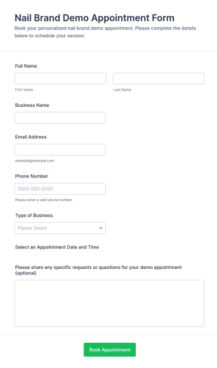 Nail Brand Demo Appointment Form Template