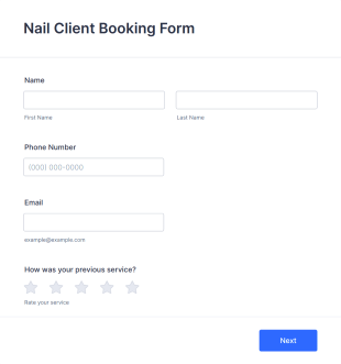 Nail Client Booking Form Template