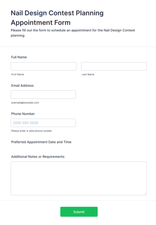 Nail Design Contest Planning Appointment Form Template