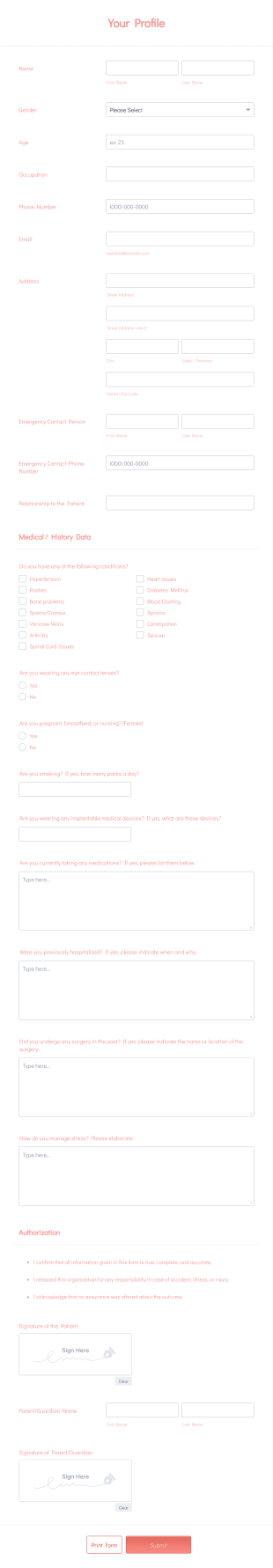 Nail Salon Client Intake Form Template