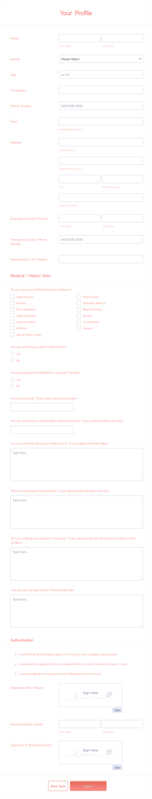 Nail Salon Client Intake Form Template