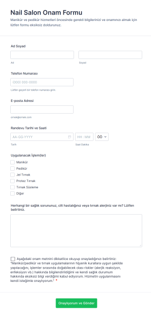 Nail Salon Onam Form Template