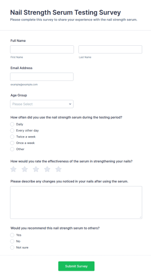 Nail Strength Serum Testing Survey Form Template