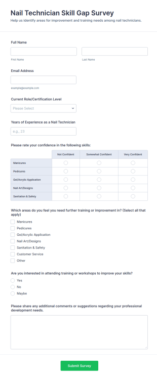 Nail Technician Skill Gap Survey Form Template