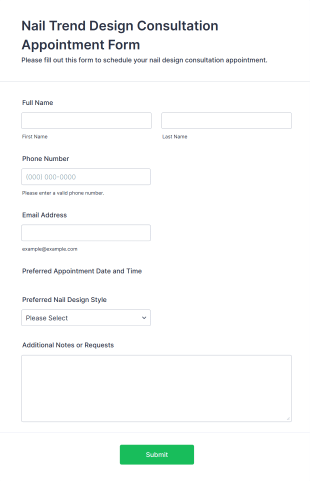 Nail Trend Design Consultation Appointment Form Template
