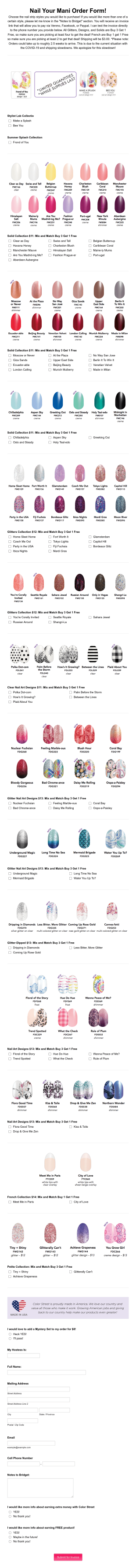 Nail Your Mani With Bridget! (Less Some Items) Form Template