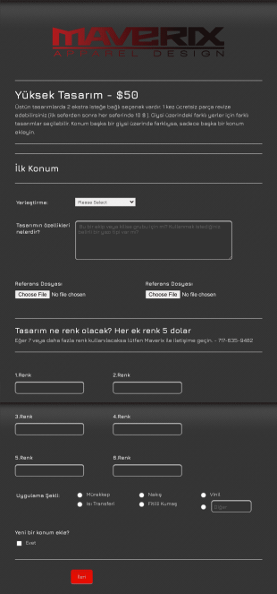 Nakış Sipariş Form Template
