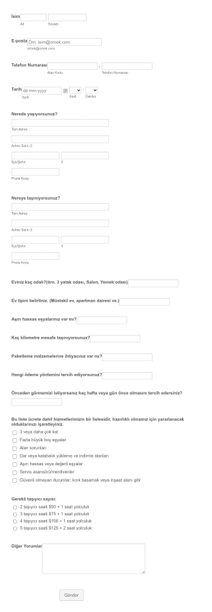 Nakliye Teklif Form Template