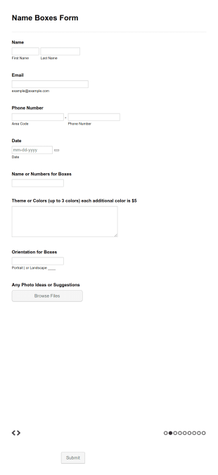 Name Boxes Order Form Template