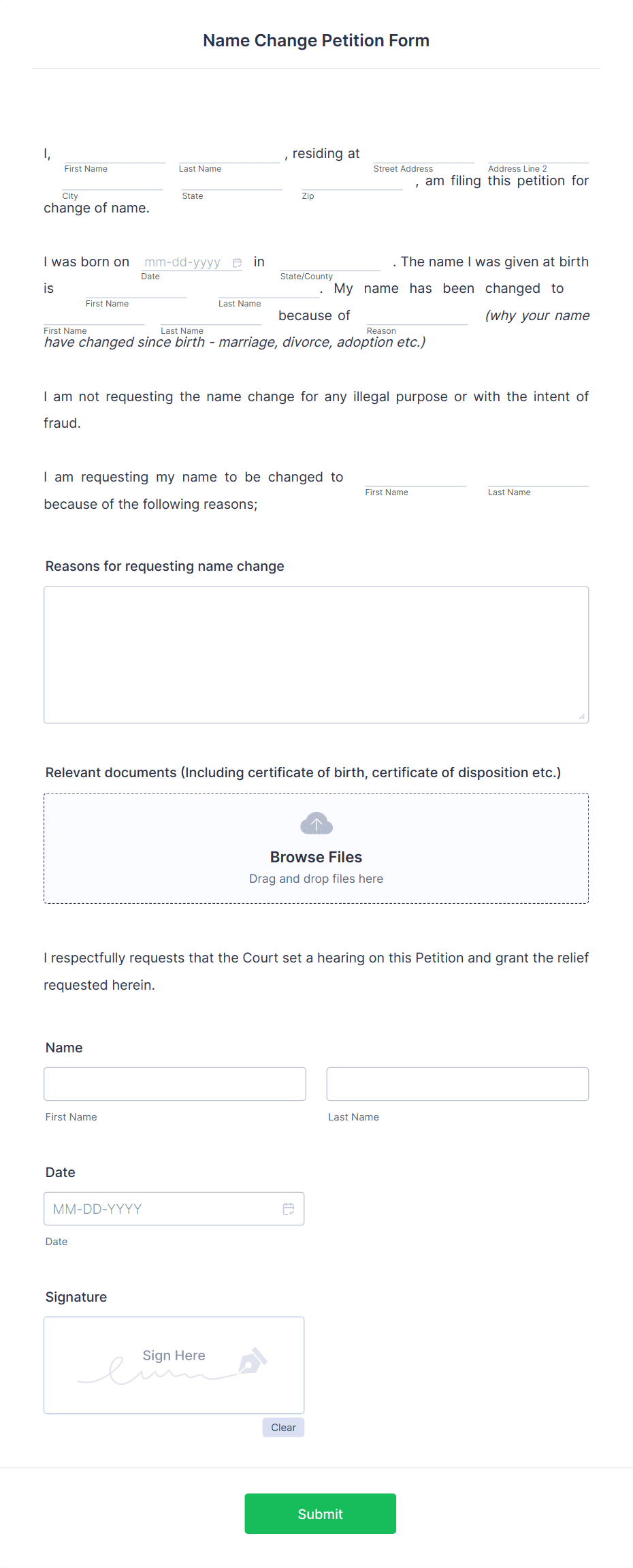 Name Change Petition Form Template | Jotform