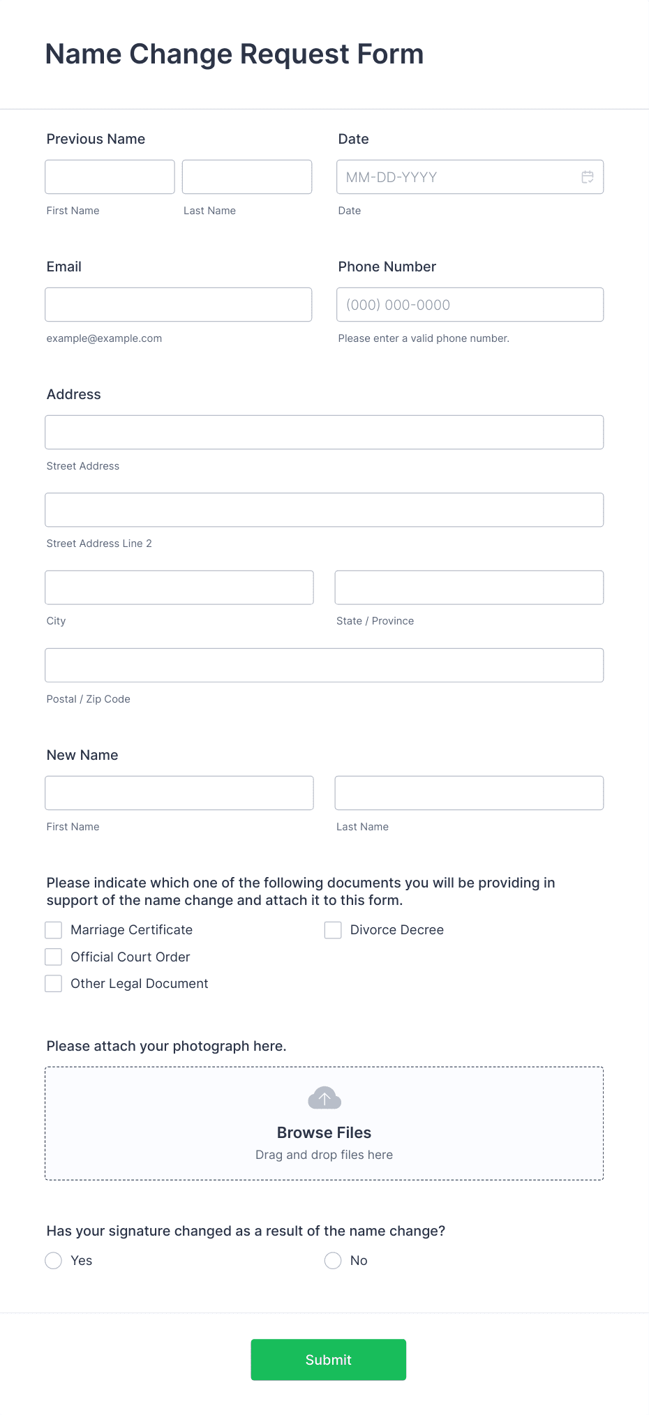 Name Change Request Form Template | Jotform