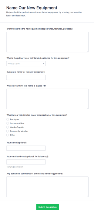 Name Our New Equipment Form Template