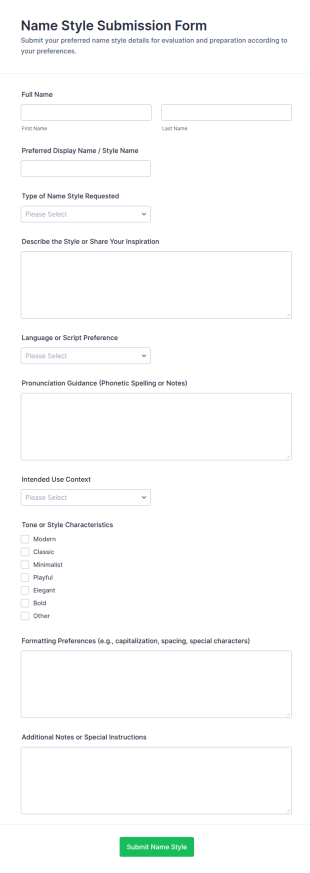 Name Style Submission Form Template