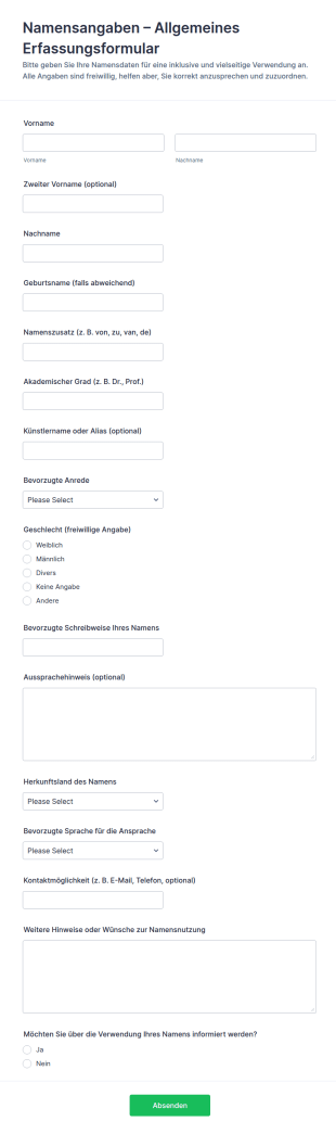Namenssammlung Umfrage