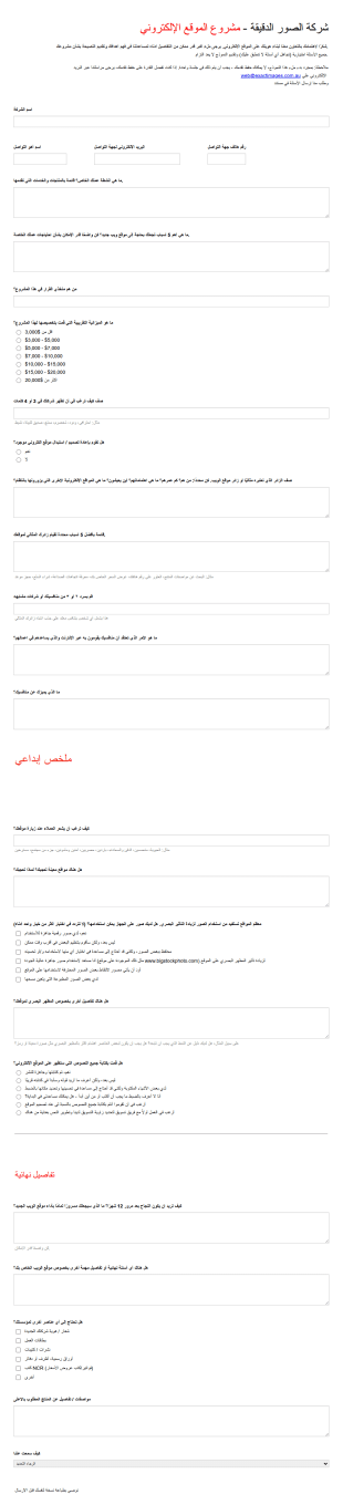 نموذج طلب مشروع موقع إلكتروني