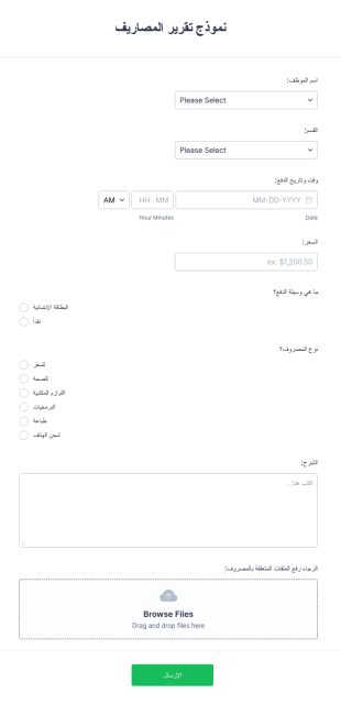 نموذج تقرير المصاريف