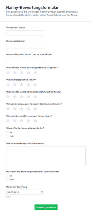 Nanny Evaluation Umfrage
