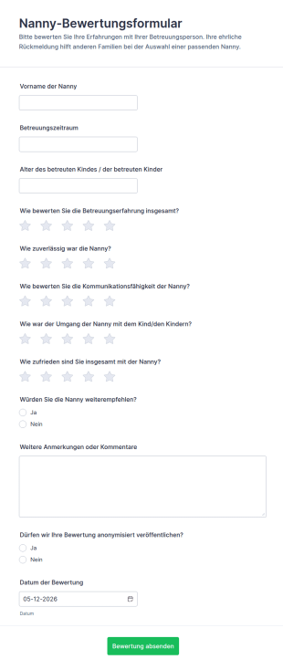 Nanny Evaluation Umfrage