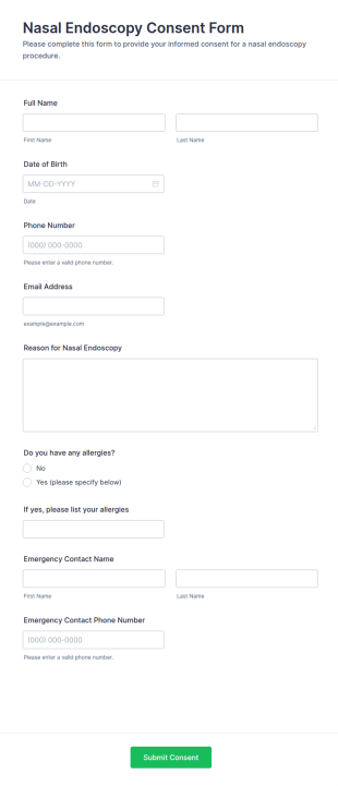 Nasal Endoscopy Consent Form Template