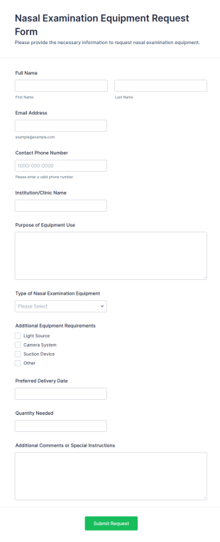 Nasal Examination Equipment Request Form Template