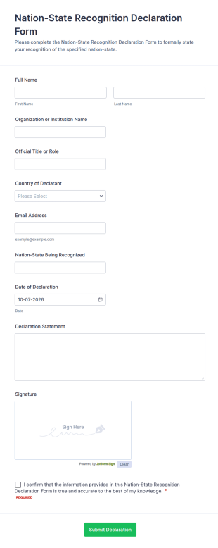 Nation State Recognition Declaration Form Template