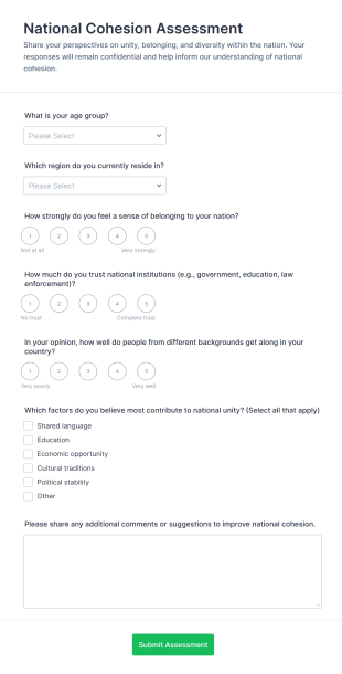 National Cohesion Assessment Form Template