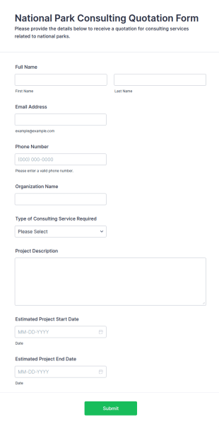 National Park Consulting Quotation Form Template