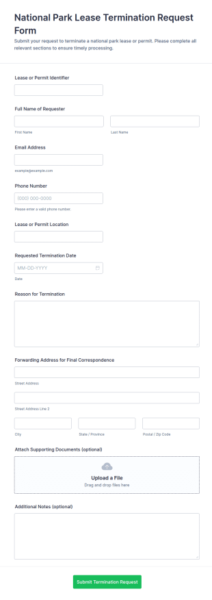National Park Lease Termination Request Form Template