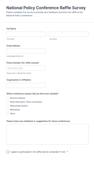 National Policy Conference Raffle Survey Form Template