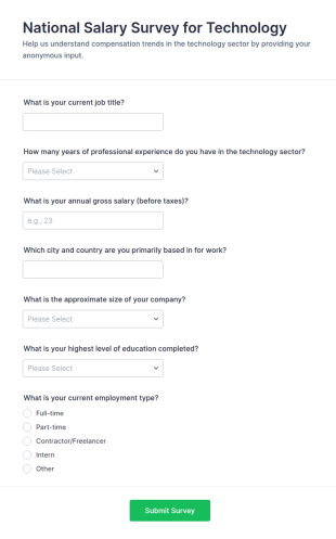 National Salary Survey For Technology Form Template