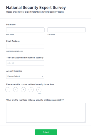 National Security Expert Survey Form Template